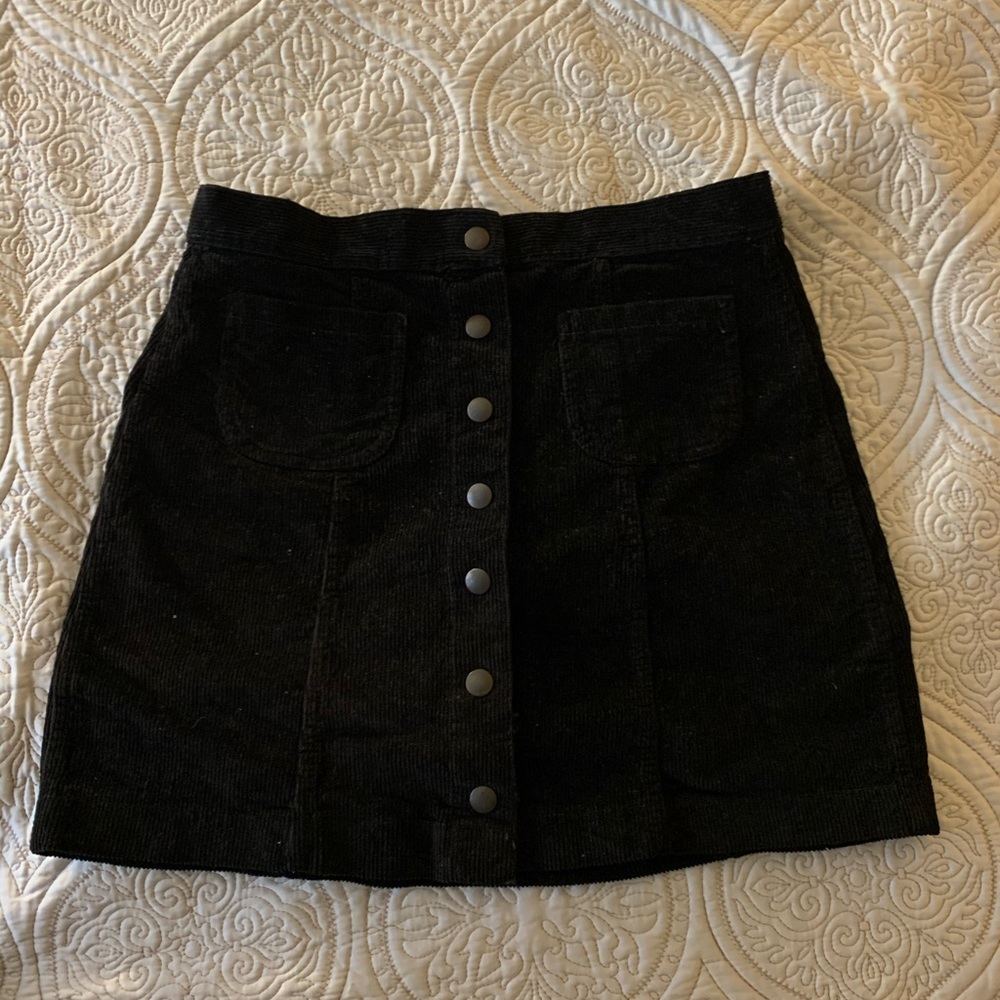 Brandy Melville Black Sena Corduroy Skirt